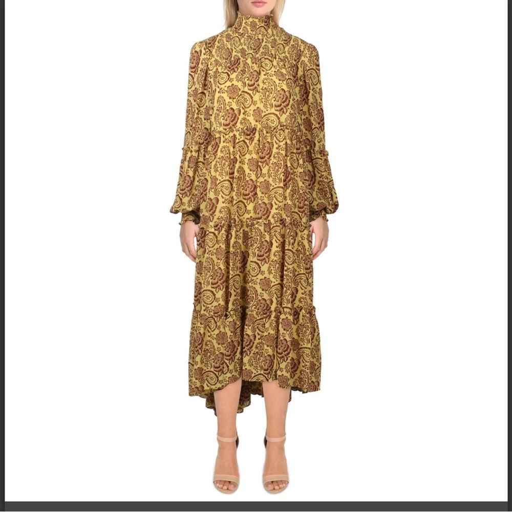 CINQ A SEPT SMOCKED LONG MAXI DRESS 8 M